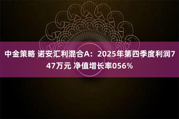 中金策略 诺安汇利混合A：2025年第四季度利润747万元 净值增长率056%